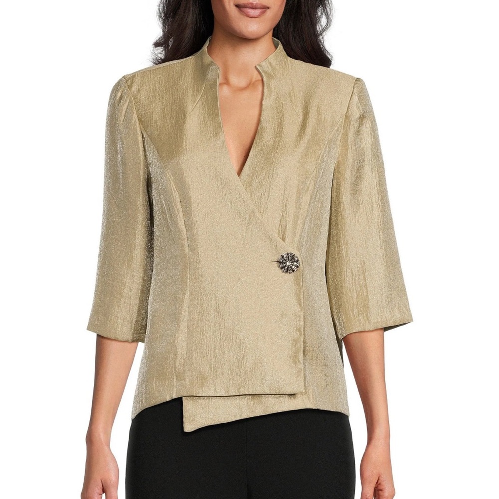 Alex Evenings Metallic Gold Blazer